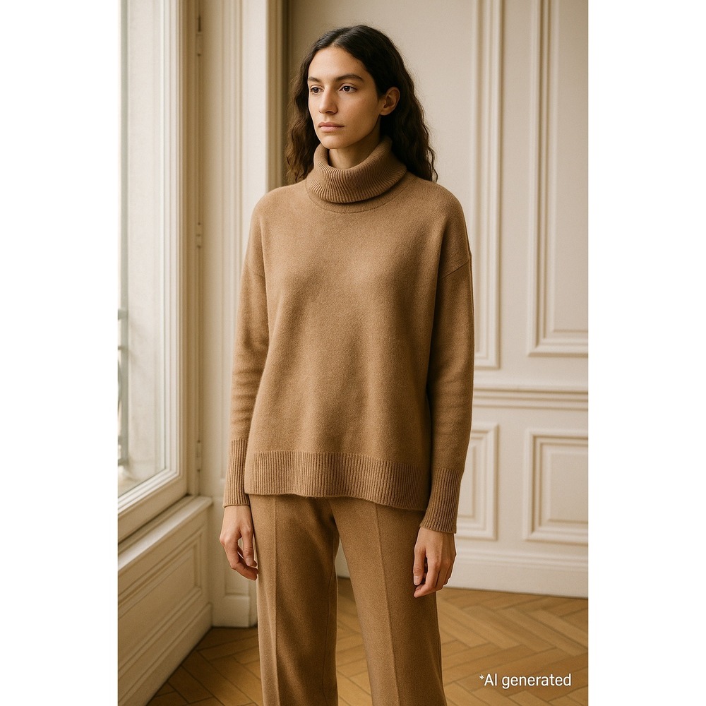 Chinti & Parker Women Cashmere Sweater Small Tan Oversized Quiet Luxury Parisian